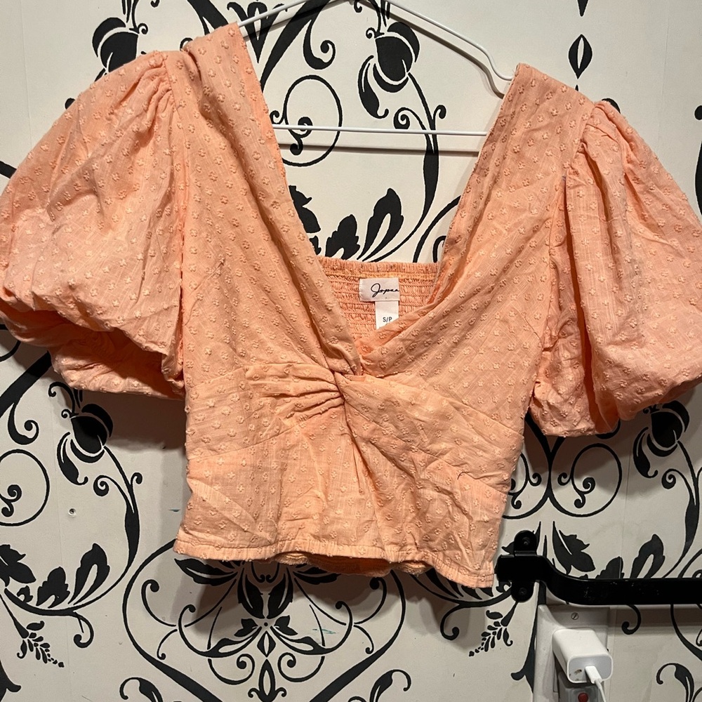 Gaze Peach Puff Sleeve Blouse